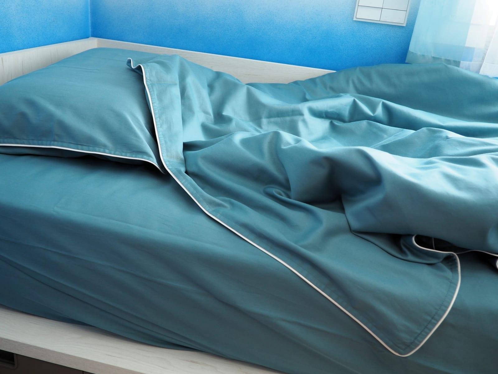 Aqua blue with silver piping bedding set