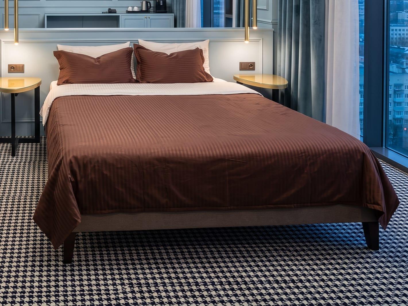 Stripe beige and chocolate bedding set