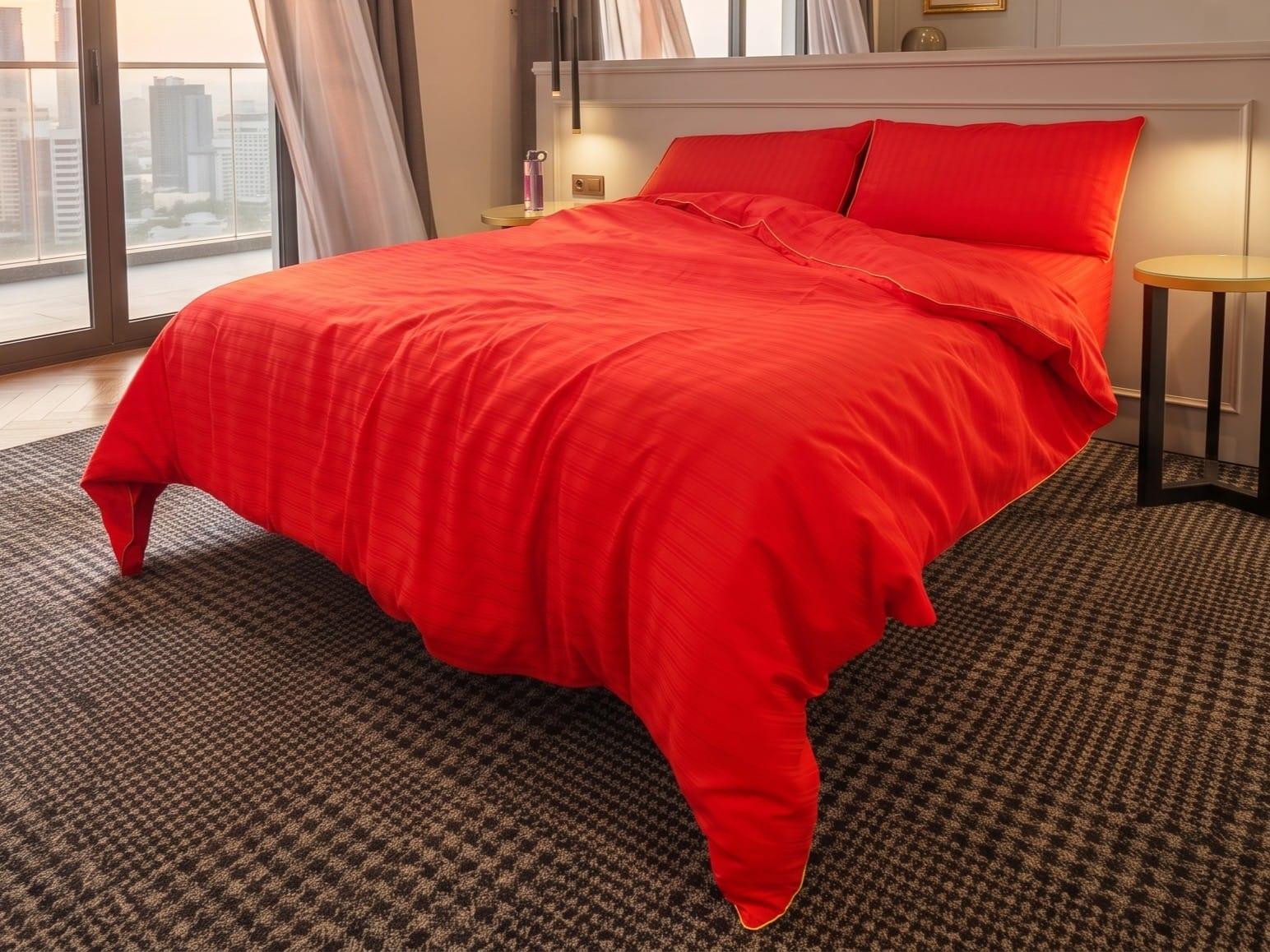 Red mix with golden piping bedding set