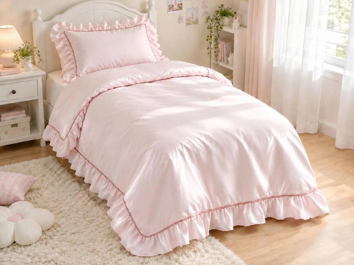 Pink with ruffles bedding set
